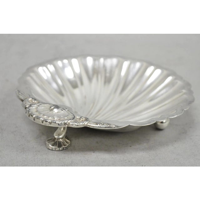Vintage English Regency Style Silver Plated Small Clam Shell Trinket Dish For Sale - Image 4 of 13