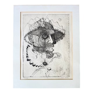 1973 Artist Proof Etching Portrait of Picasso by John C. Sirica For Sale