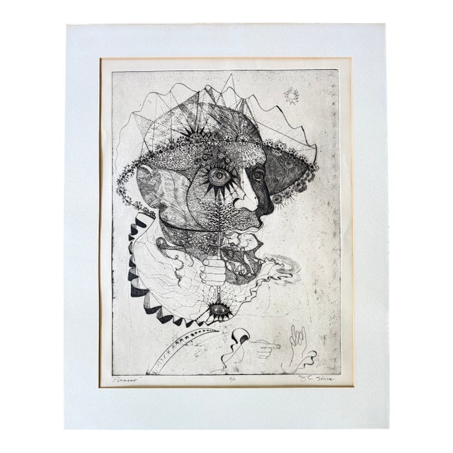 1973 Artist Proof Etching Portrait of Picasso by John C. Sirica For Sale