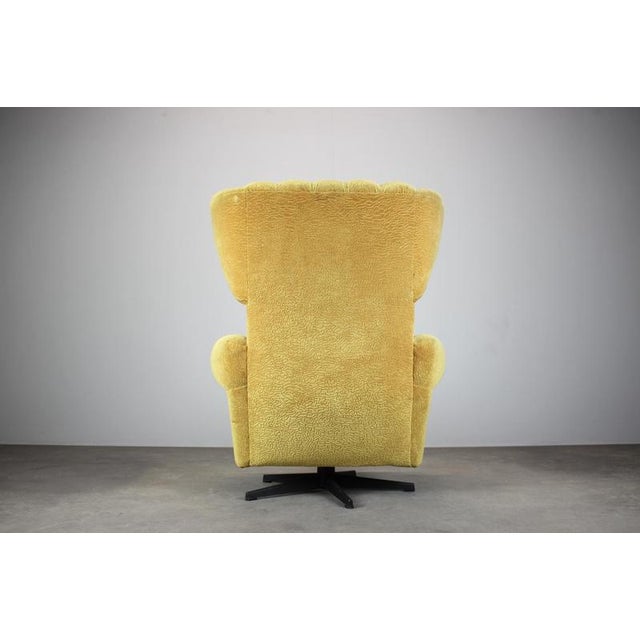 Black Mid-Century Wingback Swivel Lounge Chair, Former Czechoslovakia, 1960s For Sale - Image 8 of 12