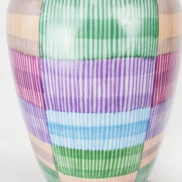 Vintage Colorful Geometric Ceramic and Wood Table Lamp by Frederick Cooper For Sale In Oklahoma City - Image 6 of 6