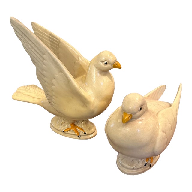 Set of Vintage 1980s Royal Haeger Usa Dove Figurines, #649 650 For Sale