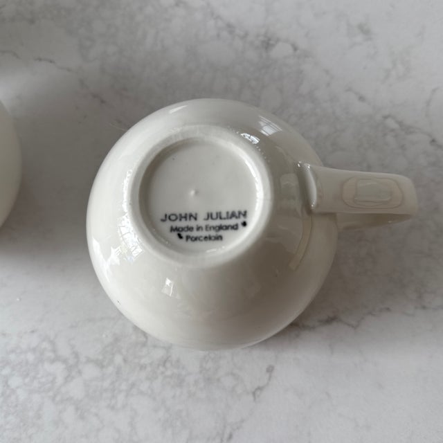 John Julian Porcelain Simple Mug Set of 2 and Simple Beaker, 1 With Grey Stripe, Made in England For Sale - Image 11 of 11