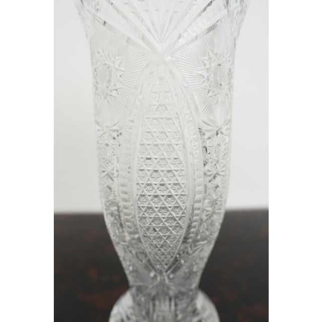 Antique American Brilliant Period Cut Crystal Pedestal Vases (Set of 2) For Sale - Image 9 of 14