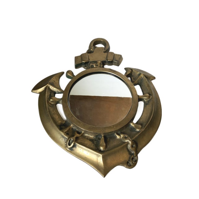 This vintage 1960s Gold Cast Iron anchor mirror is a charming nautical-inspired piece, perfect for coastal or maritime...