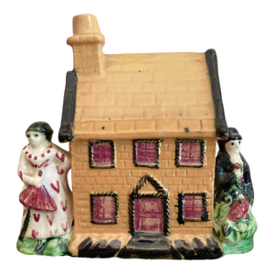 Antique Prattware Staffordshire Cottage Money Box 19th Century