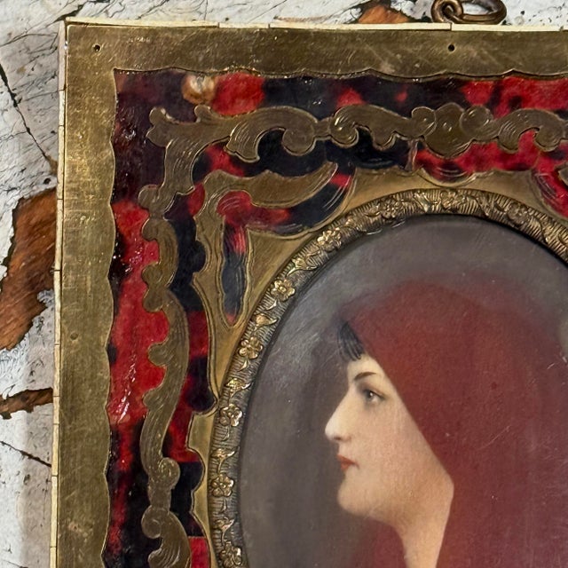 Miniature Portrait of Saint Fabiola in Brass and Boulle Frame For Sale - Image 4 of 6