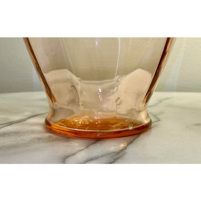 Glass Pink Glass Hand Blown Scalloped Ruffled Vase W/Pontil Mark For Sale - Image 7 of 10