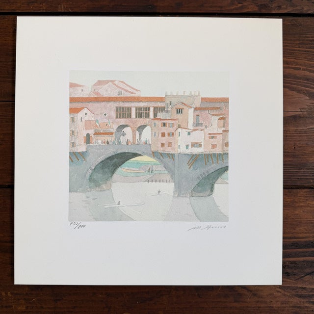 1990s Mitsumasa Anno, Ponte Vecchio, 1990s, Giclée Print, Framed For Sale - Image 5 of 7
