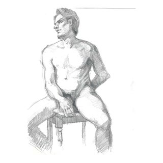 1980s John Reilly Male Nude Drawing For Sale