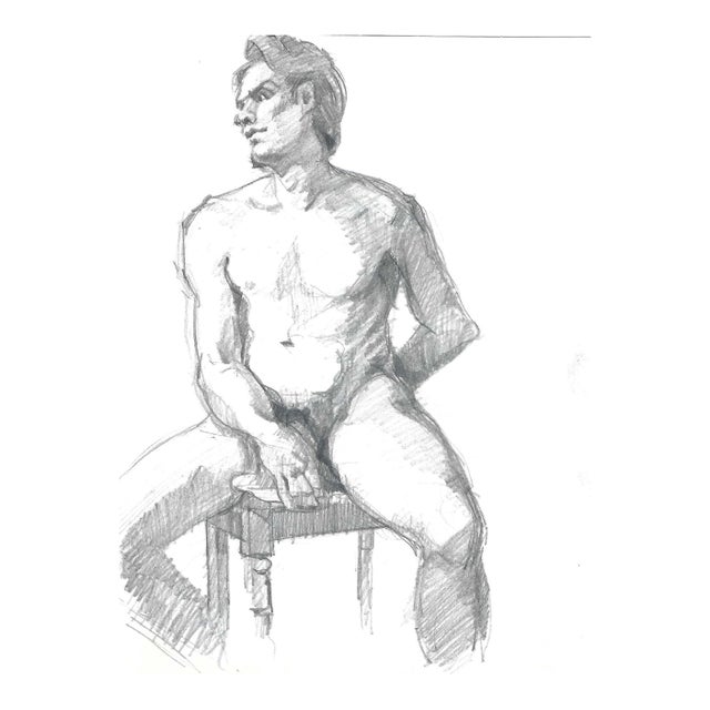 1980s John Reilly Male Nude Drawing For Sale