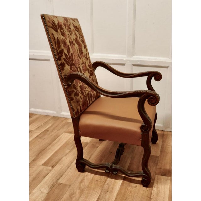 French Carved Oak Salon Throne Chair, 1850 For Sale - Image 9 of 13
