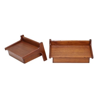 Floating Wall-Mounted Bedside Tables in Teak by Kai Kristiansen, 1960s, Set of 2 For Sale