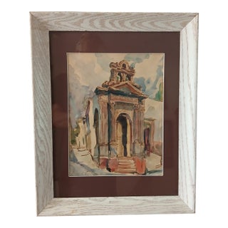 Alfred J. Tulk Watercolor - Mexican Cemetery 1930s Listed Artist Free Shipping! For Sale