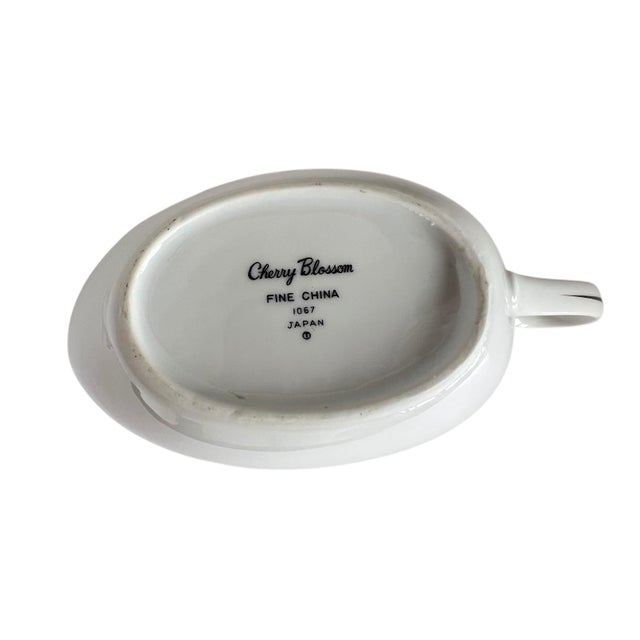 Vintage Cherry Blossom Gravy Boat Fine China 1067, Made in Japan Pink White Silver Gray Sakura For Sale In Miami - Image 6 of 6