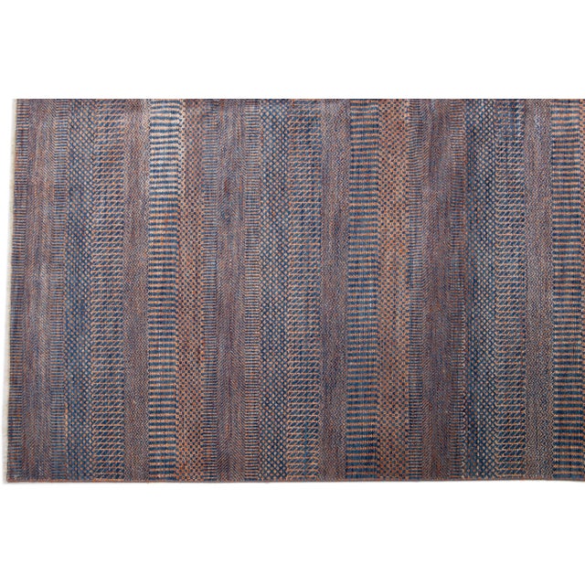 2020s Contemporary Savannah Wool Rug With Orange & Blue Geometric Motif For Sale - Image 4 of 7