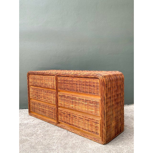 Wood Vintage Woven Rattan Dresser For Sale - Image 7 of 12