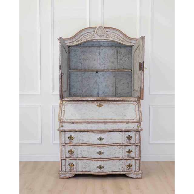 18th Century 18th Century Danish Rococo Secretary with Serpentine Front, circa 1760 For Sale - Image 5 of 12