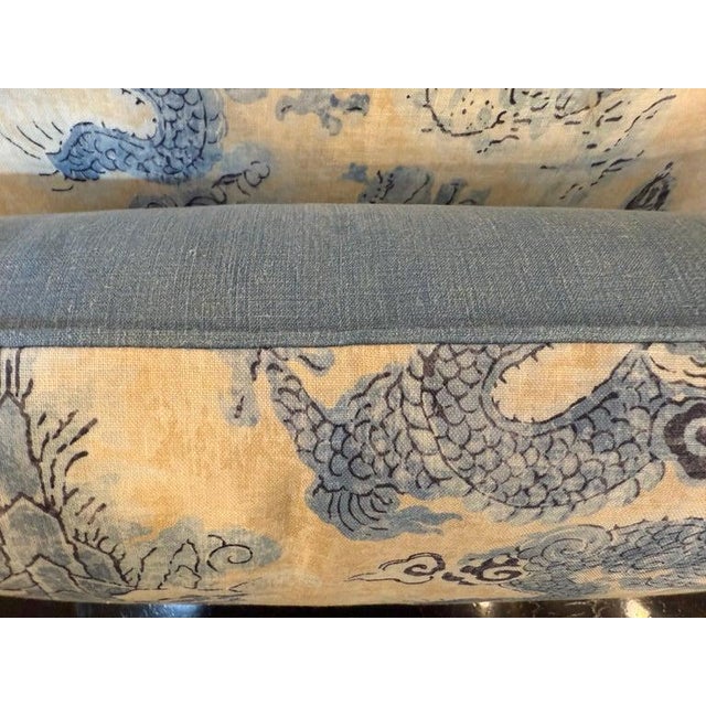 Pair of Twigs Chinoiserie Dragon Pillows With Belgian Linen Backs For Sale In Los Angeles - Image 6 of 6
