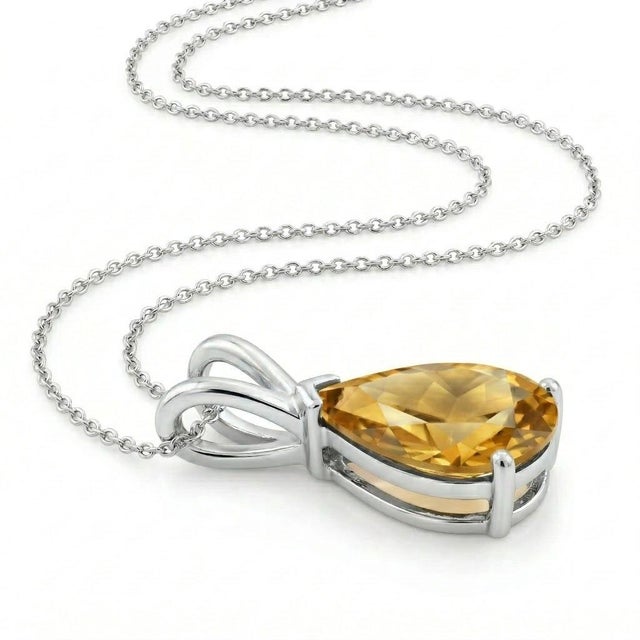 Contemporary 925 Silver Citrine Statement Gemstone Pendant, November Birthstone Pendant for Woman For Sale - Image 3 of 3