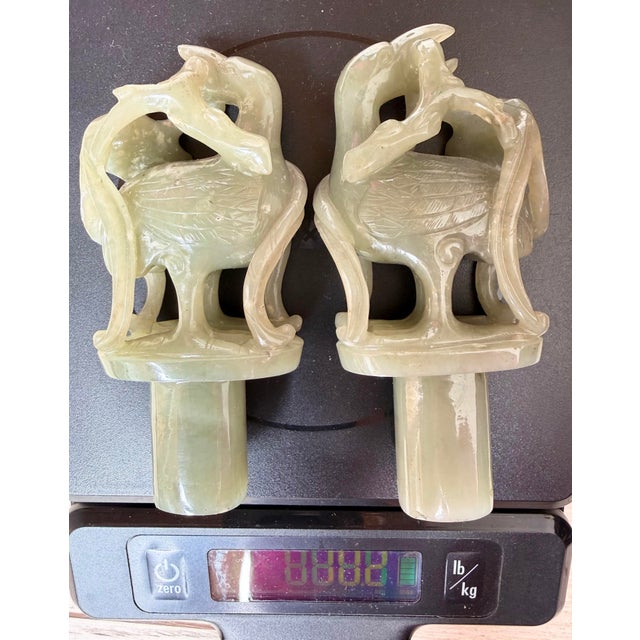 2 Antique Chinese Dragon Celadon Jade Vessels Custom Stands Qing Republic Era For Sale - Image 12 of 12