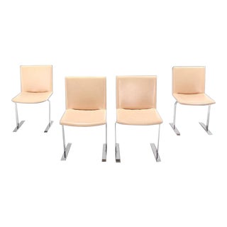 Chrome Base Mid Century Dining Chairs - Set of 4 For Sale