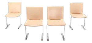 Chrome Base Mid Century Dining Chairs - Set of 4