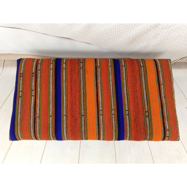Kilim Upholstered Walnut Vanity Bench For Sale - Image 4 of 7