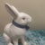 Rustic Vintage Sigma Tastesetter White Porcelain Bunny Figurine - Pink Eyes & Blue Gingham Bow For Sale - Image 3 of 6