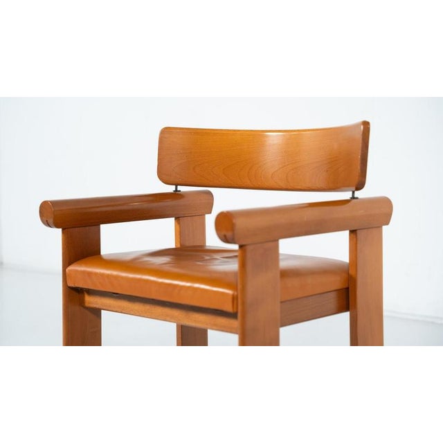 Brown Architectural Armchairs in Cognac Leather, 1960s, Set of 4 For Sale - Image 8 of 16