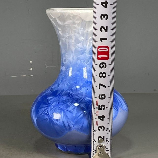Chinese Chinese Blue Crystalline Glaze Porcelain Vase With Yongzheng Mark For Sale - Image 3 of 9