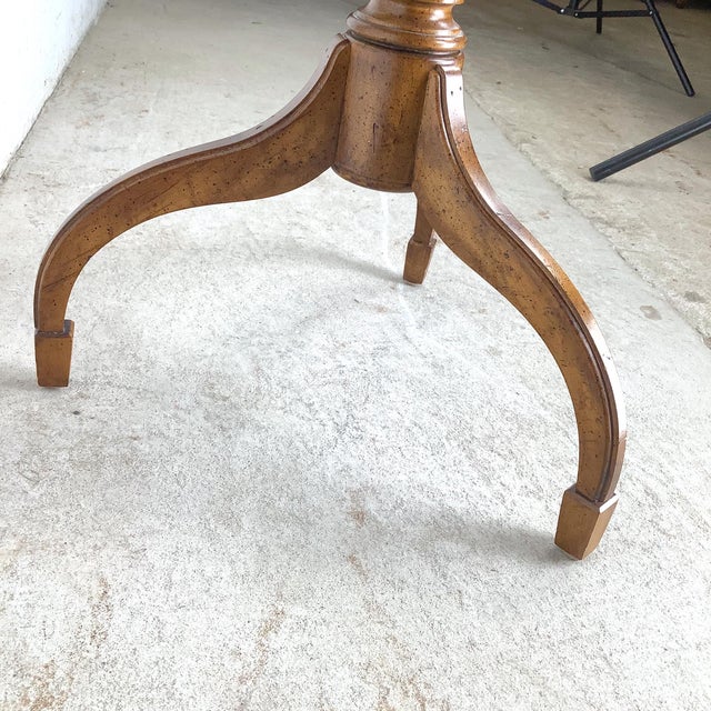 Weiman Oxford Burl Veneer Pedestal Accent Table For Sale - Image 15 of 16