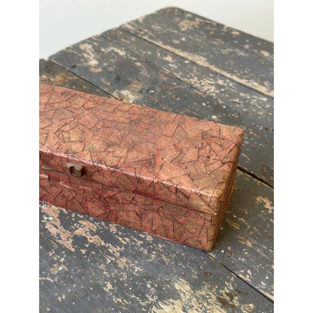 Mid 20th Century Vintage Painted Decoupage Masking Tape Glove Box, Mid 20th Century For Sale - Image 5 of 15