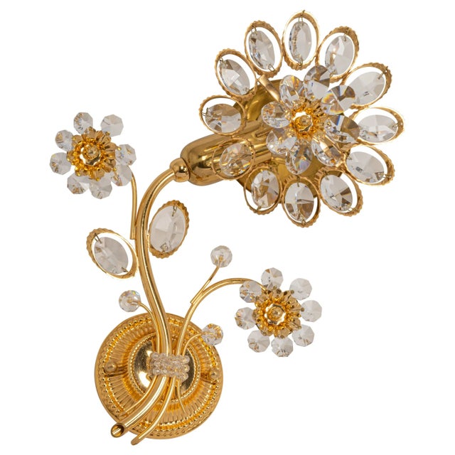 Gilt Brass Flower Shape Wall Lights from Palwa, Germany, 1970s For Sale - Image 10 of 10