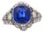 1930s 4.02 Carat No Heat Ceylon Sapphire in Platinum Art Deco Ring, Size 6 For Sale