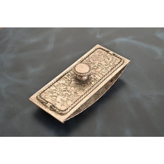 Roycroft Arts & Crafts Silver Finished Hammered Copper Rocker Blotter For Sale - Image 10 of 10