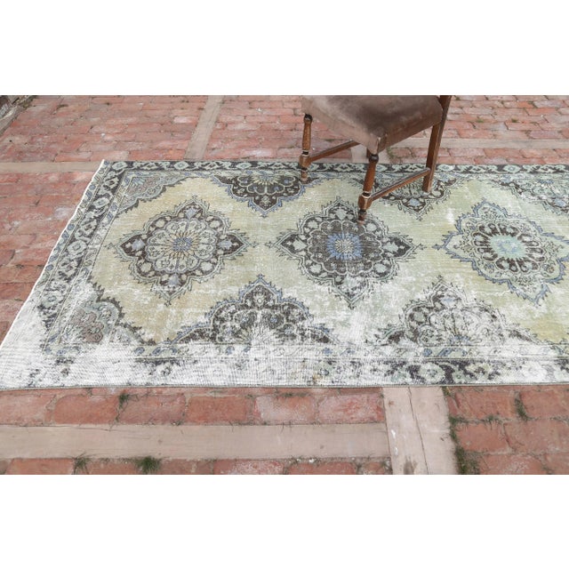 1950's Vintage Turkish Hand-Knotted Distressed Runner Rug - 4′4″ × 12′ For Sale - Image 4 of 12