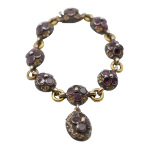 Late 19th Century Garnet Locket Link Bracelet