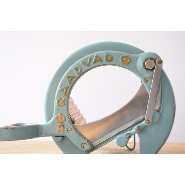 Mid-Century Danish Blue and Gold Bread Slicer by Ove Larsen for Raadvad, 1950s For Sale - Image 9 of 13