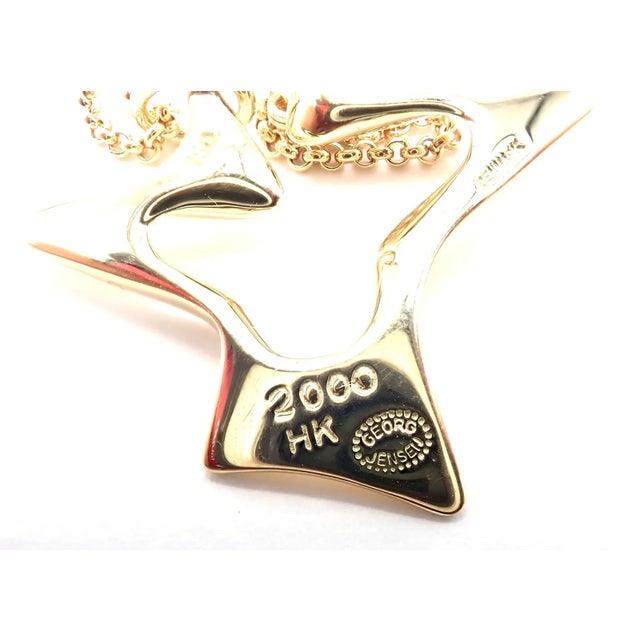 Metal Georg Jensen Bird 18K Yellow Gold Pendant Necklace 2000 For Sale - Image 7 of 10