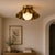 Contemporary Handcrafted Solid Brass Scalloped Flush Mount Ceiling Light With Opal Glass Globe For Sale - Image 3 of 8