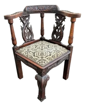 Antique Jacobean Revival Style Carved Oak Corner Chair, 19th Century