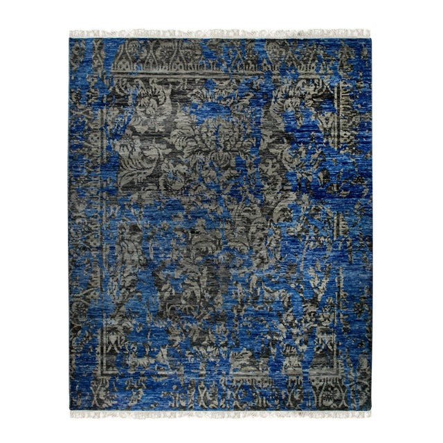 Traditional 8x10 Blossom Bamboo Floral Traditional Hand Knotted Wool Carpet Rug For Sale - Image 3 of 6