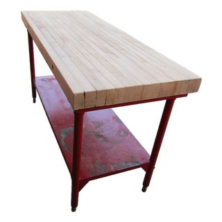 Vintage Butchers Block Table Kitchen Island 1950s For Sale