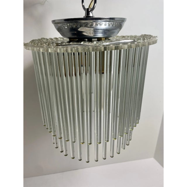 Mid-Century Modern Mid 20th Century Glass Rod & Lucite Pendant Chandelier For Sale - Image 3 of 11