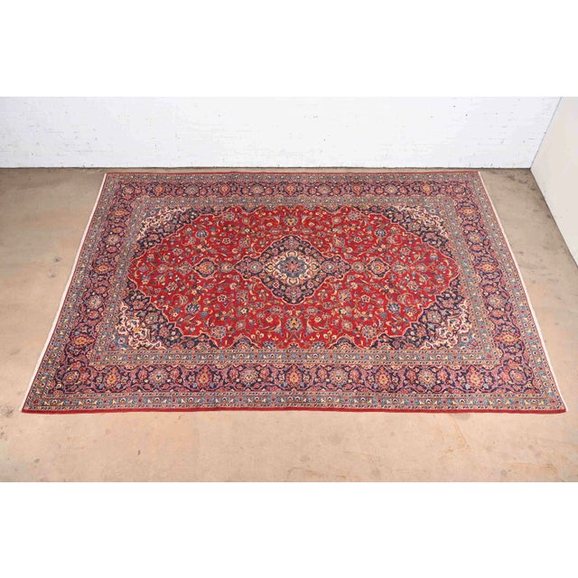 Vintage Hand-Knotted Persian Kashan Room Size Wool Area Rug For Sale - Image 10 of 10