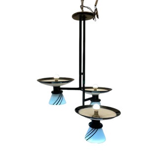 Architectural Black and White Pendant Light, 1980s For Sale