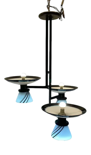 Architectural Black and White Pendant Light, 1980s