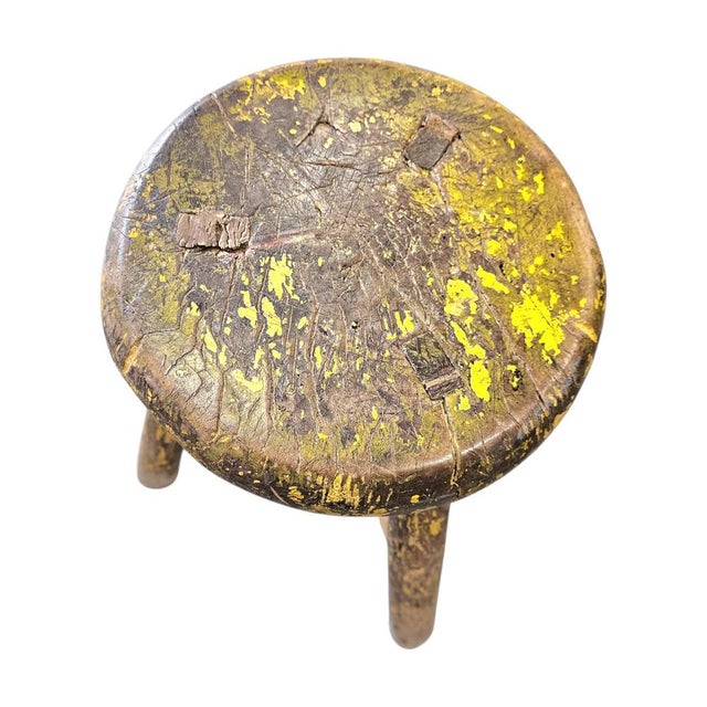 Primitive Wooden Tripod Stool / Height 52 Cm For Sale - Image 4 of 18