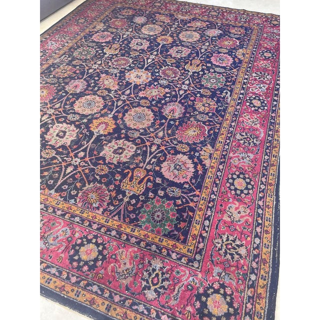 Vintage Turkish Tabriz Design Magenta Rug 9.3 x 12.2 For Sale - Image 10 of 14